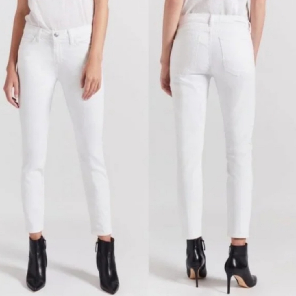 Nwot Current Elliott The Stiletto White Skinny Crop Denim Jeans 26